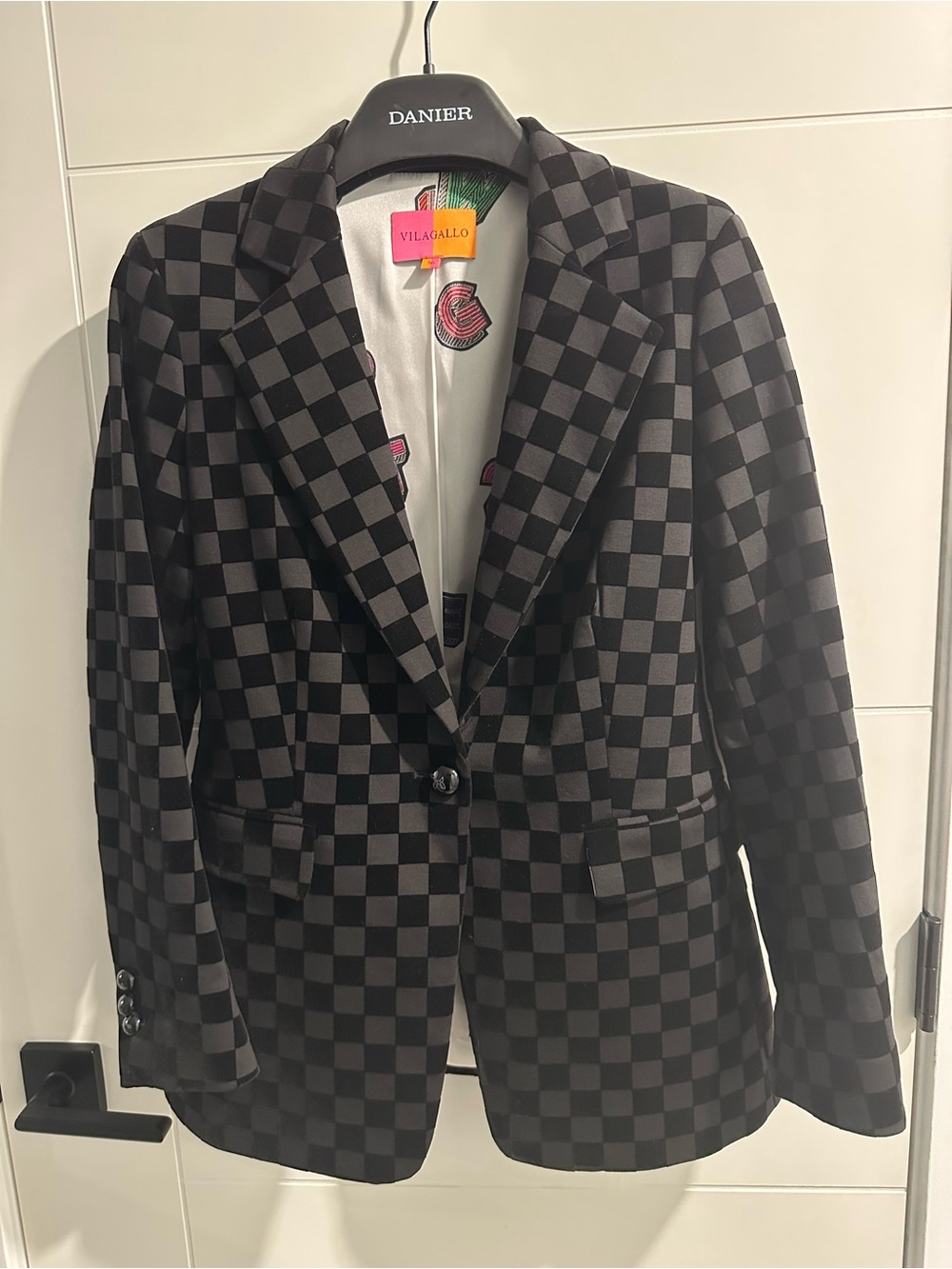 Vilagallo Black & Gray Checkered Blazer